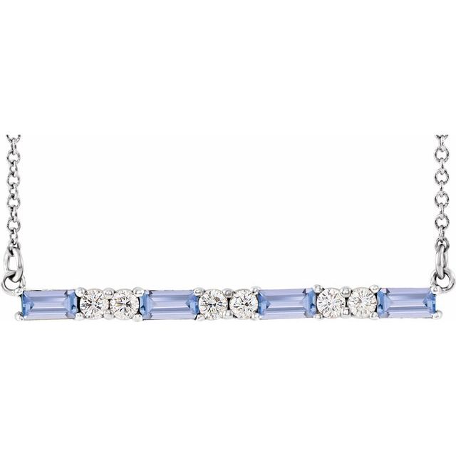 14K White Tanzanite & 1/5 CTW Diamond Bar 16-18" Necklace 1