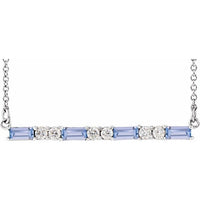 14K White Tanzanite & 1/5 CTW Diamond Bar 16-18" Necklace 1
