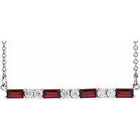 14K White Garnet & 1/5 CTW Diamond Bar 16-18" Necklace 1