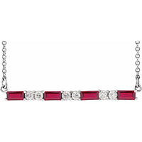 14K White Ruby & 1/5 CTW Diamond Bar 16-18" Necklace 1