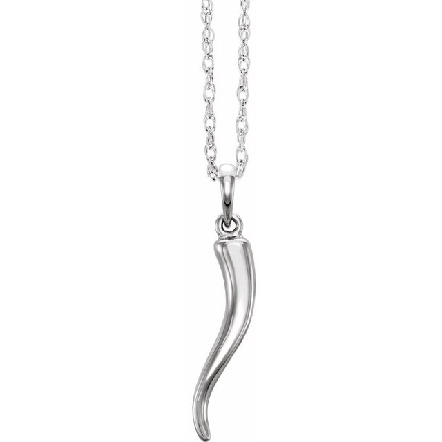 Sterling Silver 25.75 x 5.3 mm Italian Horn 16-18" Necklace 1