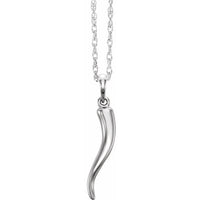 Sterling Silver 25.75 x 5.3 mm Italian Horn 16-18" Necklace 1