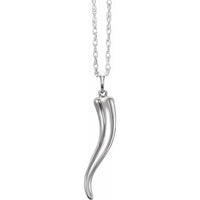 Sterling Silver 31.5 x 5.9 mm Italian Horn 16-18" Necklace 1
