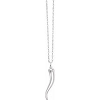 Sterling Silver 21.75 x 4.2 mm Italian Horn 16-18" Necklace 1