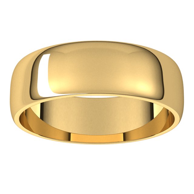 18K Yellow Gold 6 mm Half Round Light Wedding Band 3