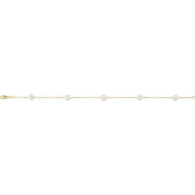 14K Yellow Pearl Station 7" Bracelet 2