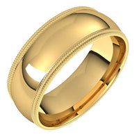 14K Yellow Gold 7 mm Double Milgrain Half Round Comfort Fit Wedding Band 1