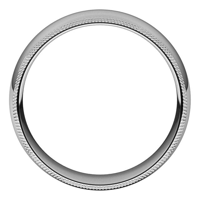 14K White Gold 7 mm Double Milgrain Half Round Comfort Fit Wedding Band 2