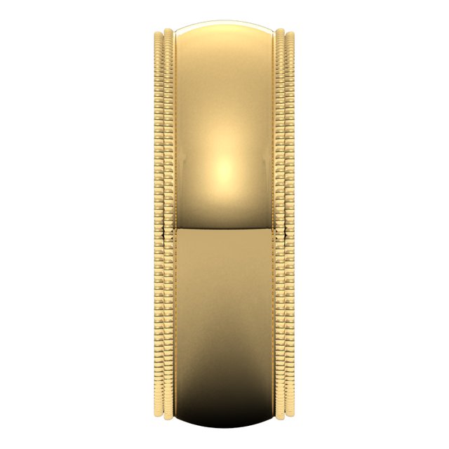 14K Yellow Gold 7 mm Double Milgrain Half Round Comfort Fit Wedding Band 4