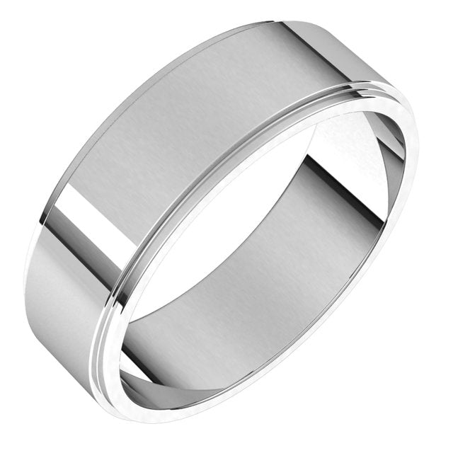 Sterling Silver 6 mm Standard Weight Flat Edge Wedding Band 1
