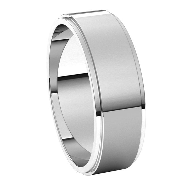 Sterling Silver 6 mm Standard Weight Flat Edge Wedding Band 6