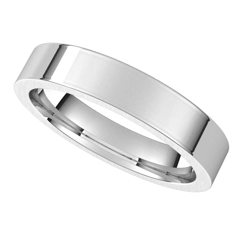 14K White 4 mm Flat Comfort Fit Band Size 4.5