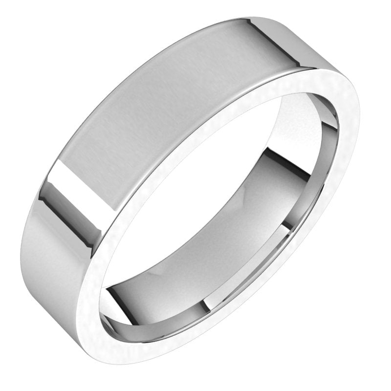 14K White 5 mm Flat Comfort Fit Band Size 8.5