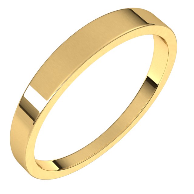 14K Yellow Gold 3 mm Flat Tapered Wedding Band 1