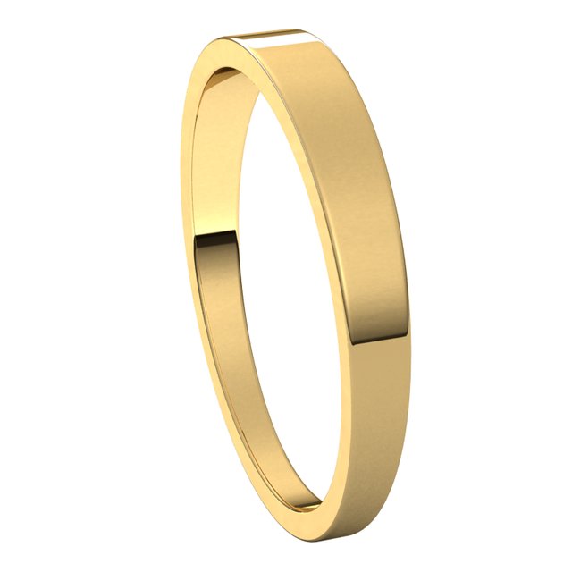 14K Yellow Gold 3 mm Flat Tapered Wedding Band 6