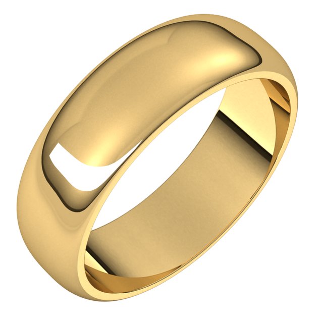 18K Yellow Gold 6 mm Half Round Wedding Band 1