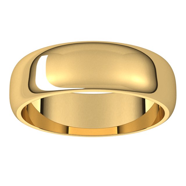 18K Yellow Gold 6 mm Half Round Wedding Band 3