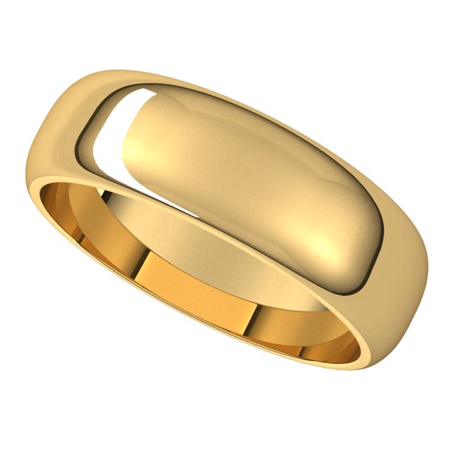 18K Yellow Gold 6 mm Half Round Wedding Band 5