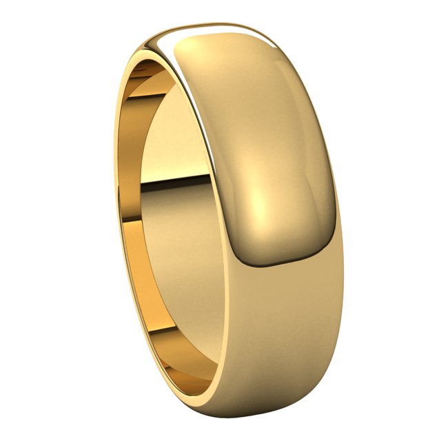 18K Yellow Gold 6 mm Half Round Wedding Band 6