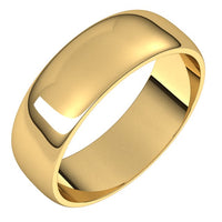 18K Yellow Gold 6 mm Half Round Light Wedding Band 1