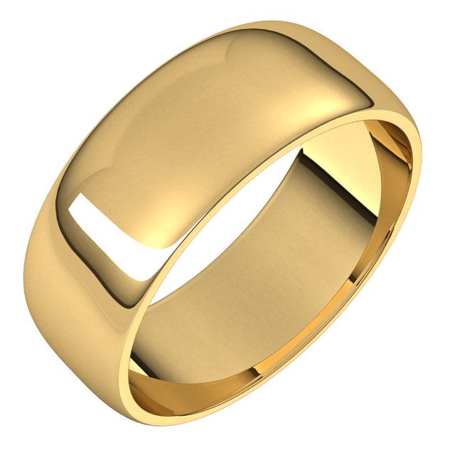 18K Yellow Gold 7 mm Half Round Light Wedding Band 1