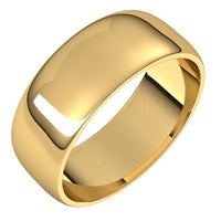 18K Yellow Gold 7 mm Half Round Light Wedding Band 1