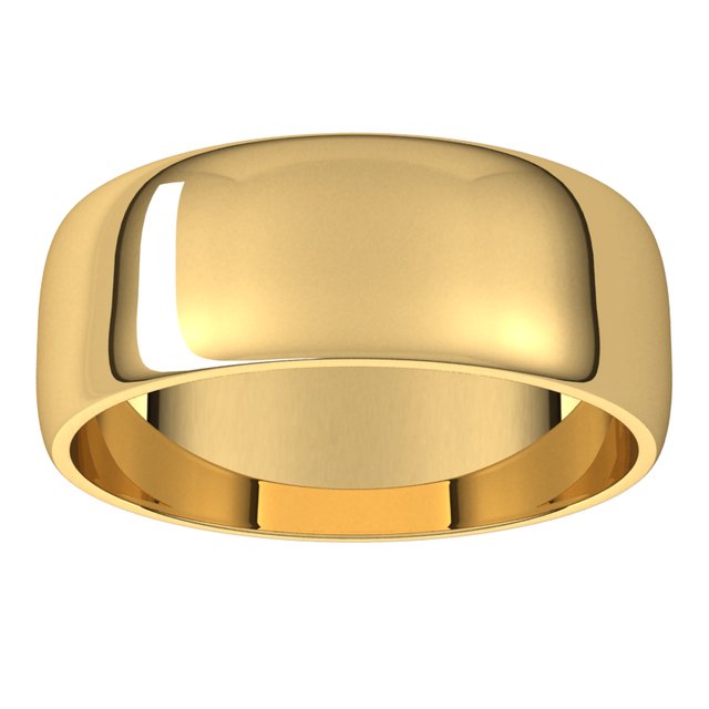 18K Yellow Gold 7 mm Half Round Light Wedding Band 3