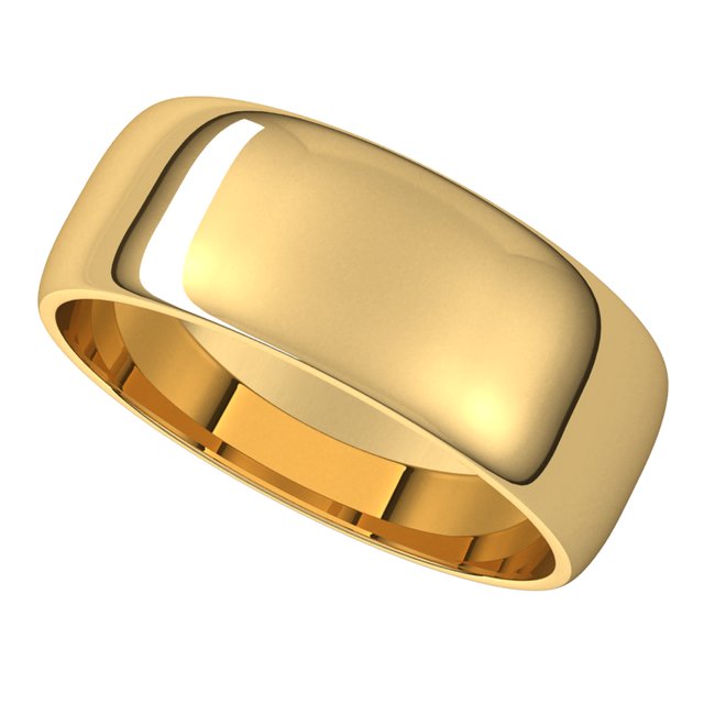 18K Yellow Gold 7 mm Half Round Light Wedding Band 5