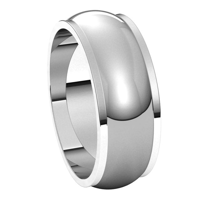 Sterling Silver 7 mm Half Round Edge Wedding Band 6