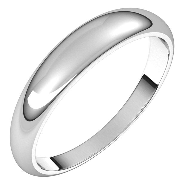 14K White Gold 4 mm Half Round Tapered Wedding Band 1