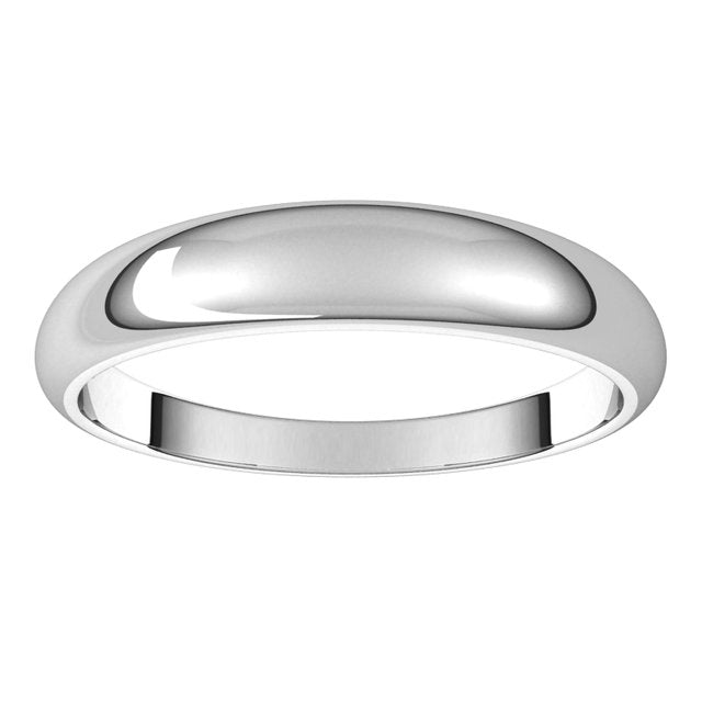 14K White Gold 4 mm Half Round Tapered Wedding Band 3