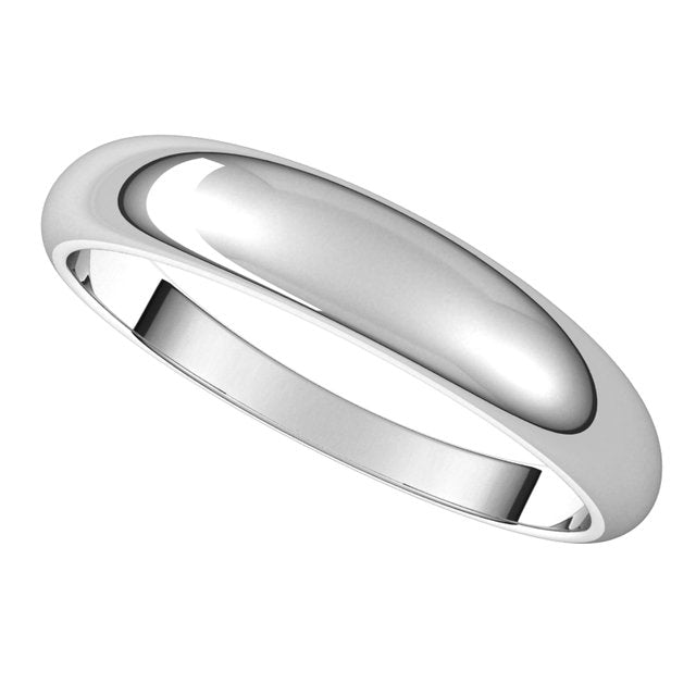18K White Gold 4 mm Half Round Tapered Wedding Band 5