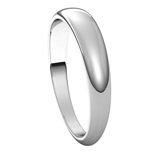 18K White Gold 4 mm Half Round Tapered Wedding Band 6