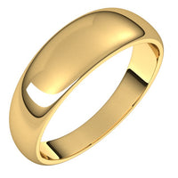 14K Yellow Gold 6 mm Half Round Tapered Wedding Band 1