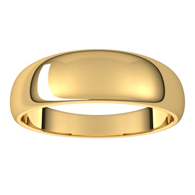 14K Yellow Gold 6 mm Half Round Tapered Wedding Band 3