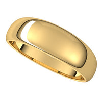 14K Yellow Gold 6 mm Half Round Tapered Wedding Band 5