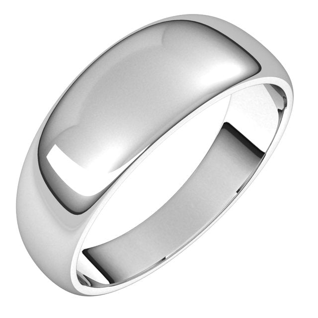 Sterling Silver 7 mm Half Round Tapered Wedding Band 1