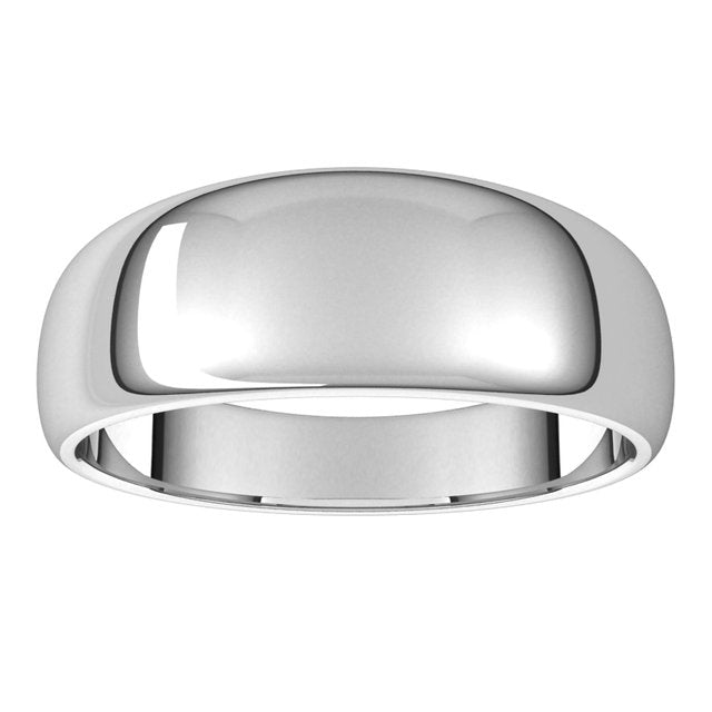 Sterling Silver 7 mm Half Round Tapered Wedding Band 3