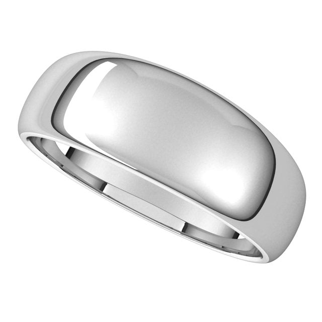 Sterling Silver 7 mm Half Round Tapered Wedding Band 5