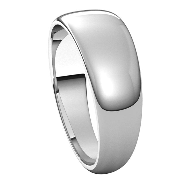 Sterling Silver 7 mm Half Round Tapered Wedding Band 6