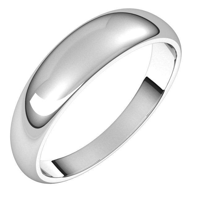 18K White Gold 5 mm Half Round Tapered Wedding Band 1