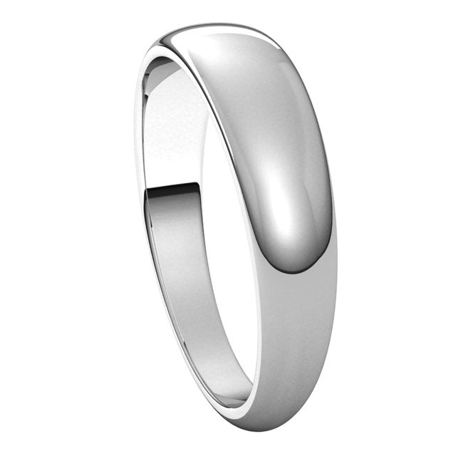 18K White Gold 5 mm Half Round Tapered Wedding Band 6