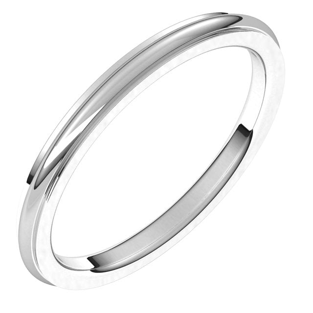 Sterling Silver 2 mm Half Round Edge Comfort Fit Wedding Band 1