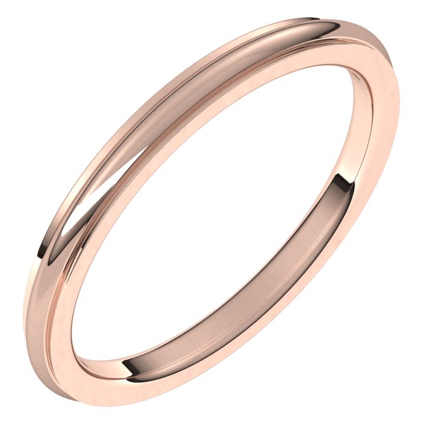 18K Rose Gold 2 mm Half Round Edge Comfort Fit Wedding Band 1