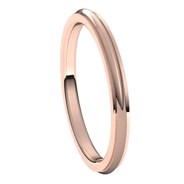 18K Rose Gold 2 mm Half Round Edge Comfort Fit Wedding Band 6
