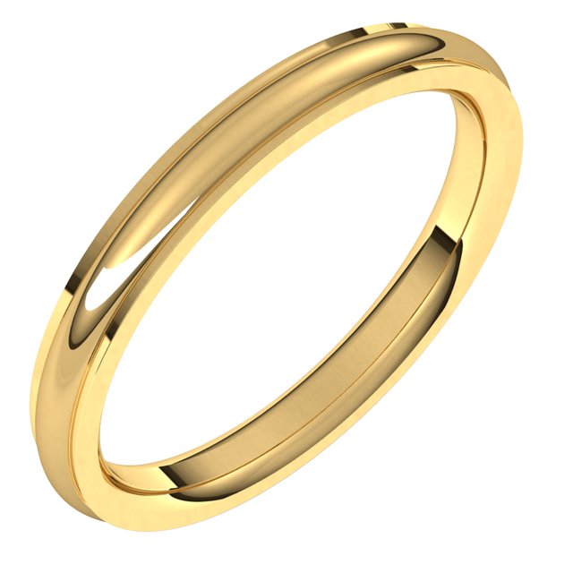 10K Yellow Gold 2.5 mm Half Round Edge Comfort Fit Wedding Band 1