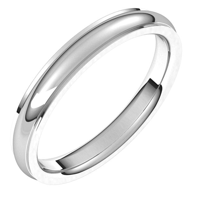 18K White Gold 3 mm Half Round Edge Comfort Fit Wedding Band 1