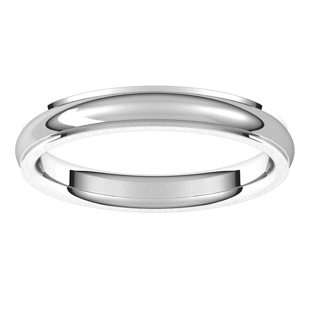Sterling Silver 3 mm Half Round Edge Comfort Fit Wedding Band 3