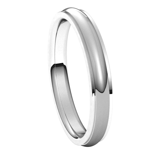 18K White Gold 3 mm Half Round Edge Comfort Fit Wedding Band 6