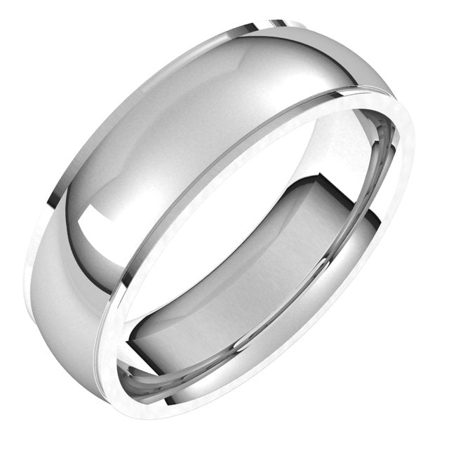 18K White Gold 6 mm Half Round Edge Comfort Fit Wedding Band 1